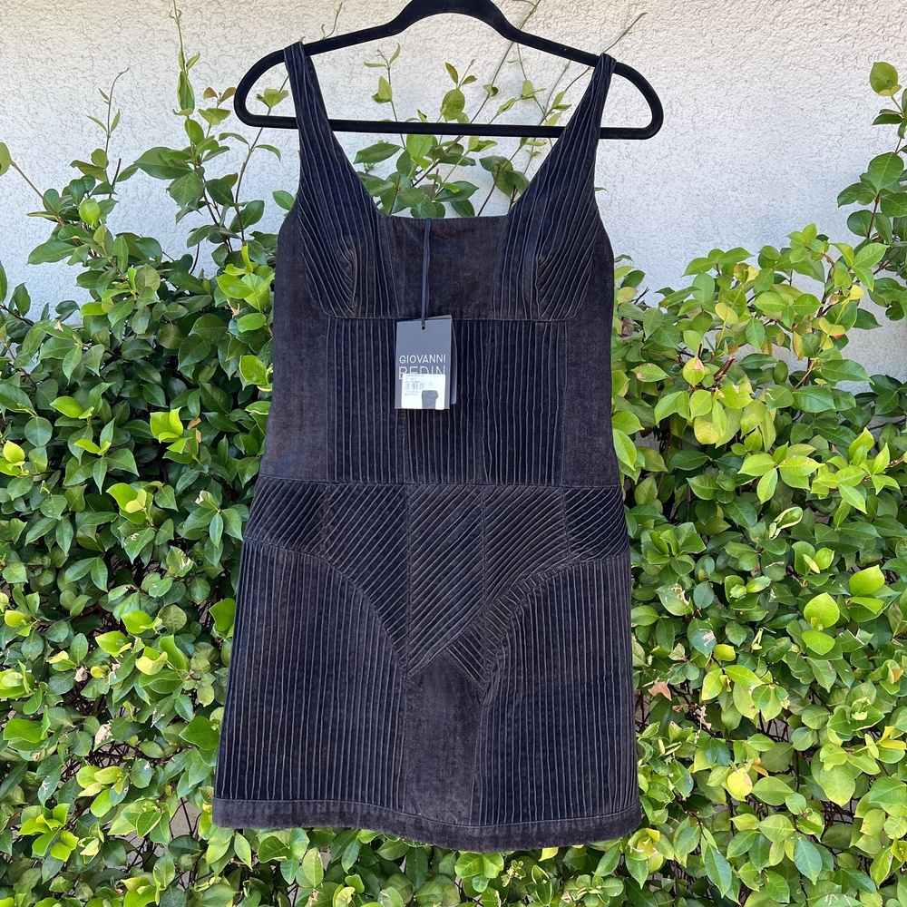 Giovanni Bedin Dress Structured Black Mini Size 40 US 4 6 Small NWT 2300 MSRP - Picture 4 of 9
